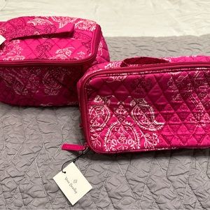 Vera Bradley Stamped Paisley Pink Cosmetic & Blush and Brush Bags 💕NEW!